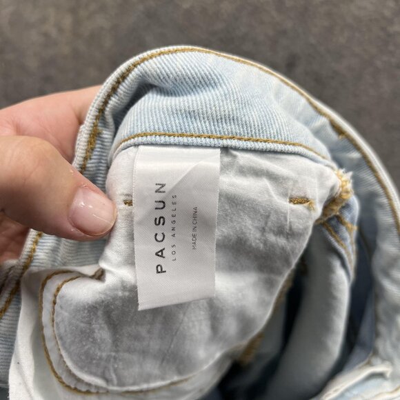 PacSun Jeans Womens 24 Light Wash Patchwork Colorblock Mom High Rise Denim - Picture 4 of 12